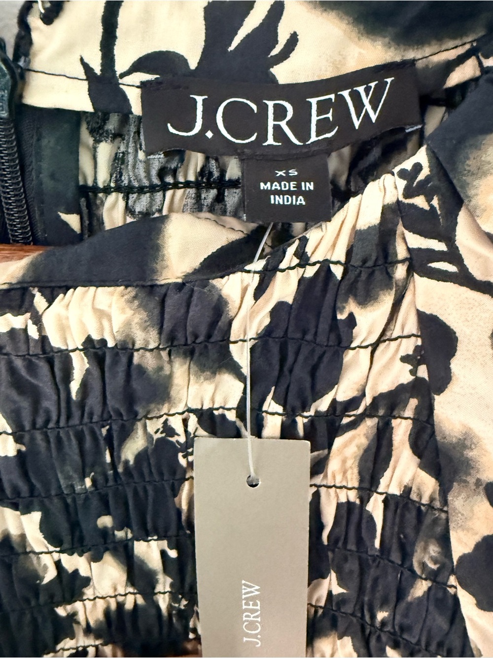 J.Crew Meadow Puff Sleeve Smocked Floral Cotton Poplin Midi Dress NWT XS - Picture 4 of 5